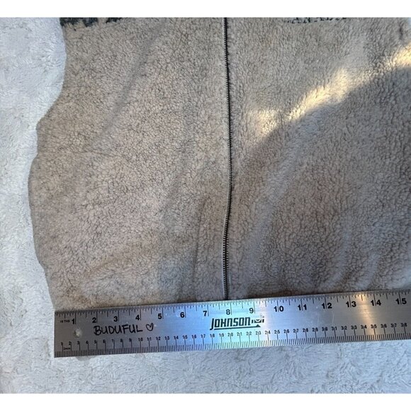 Vintage Quality Goods Canada Women Small Gray Sherpa Fleece Vest Pocket Full-Zip - Picture 5 of 9